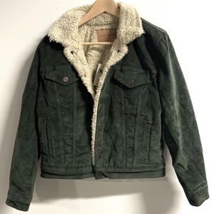 Lucky Brand Green Sherpa Corduroy Jacket